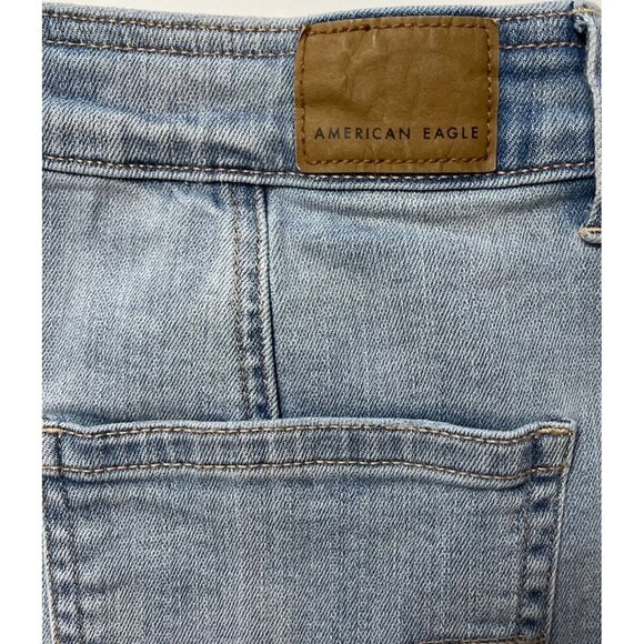 AEO AMERICAN EAGLE Super Stretch Women's A-Line Jean Skirt Size 4 Denim Y2K Mini - Picture 7 of 11